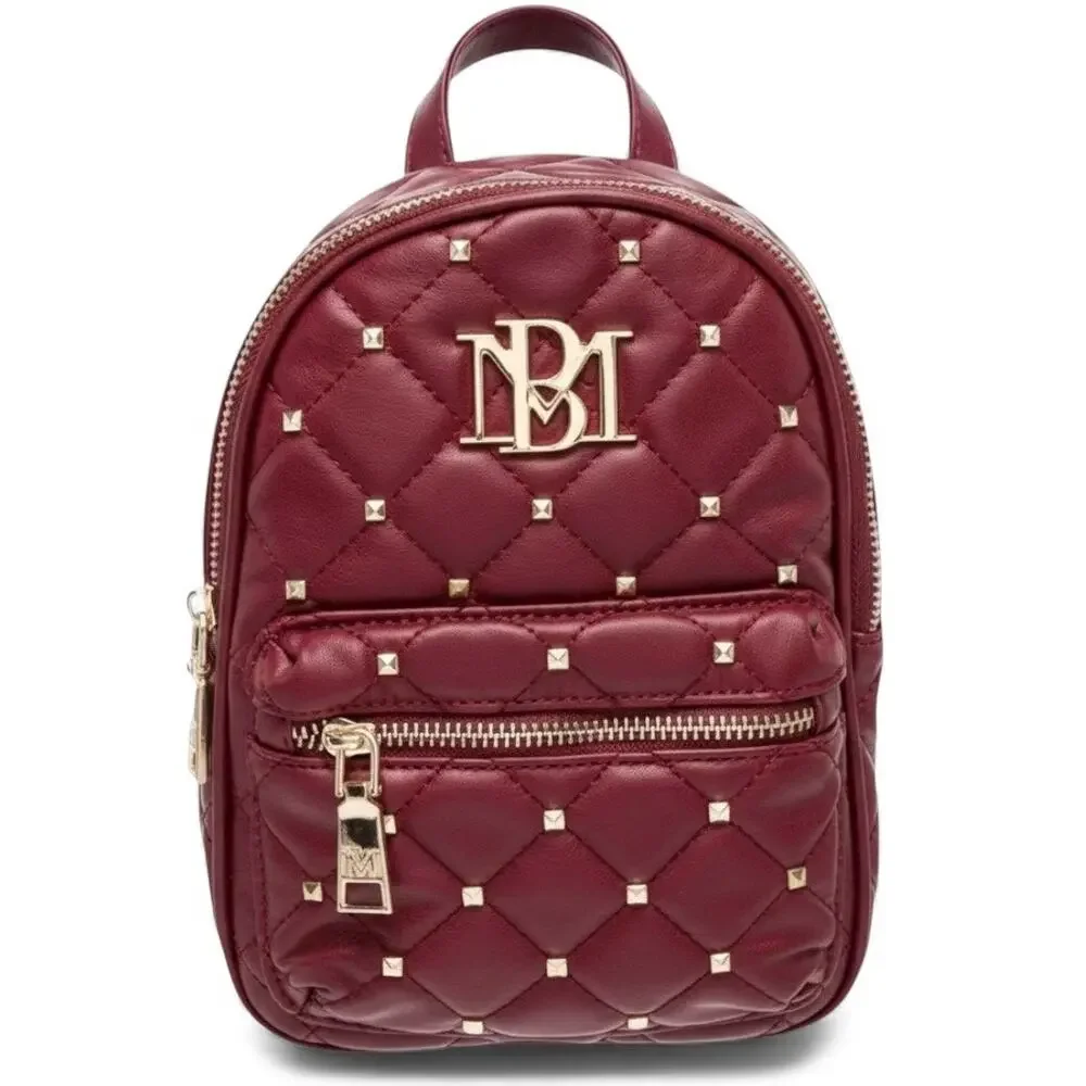 Badgley Mischka Mini Backpack Burgundy Studded Quilted New With Tags